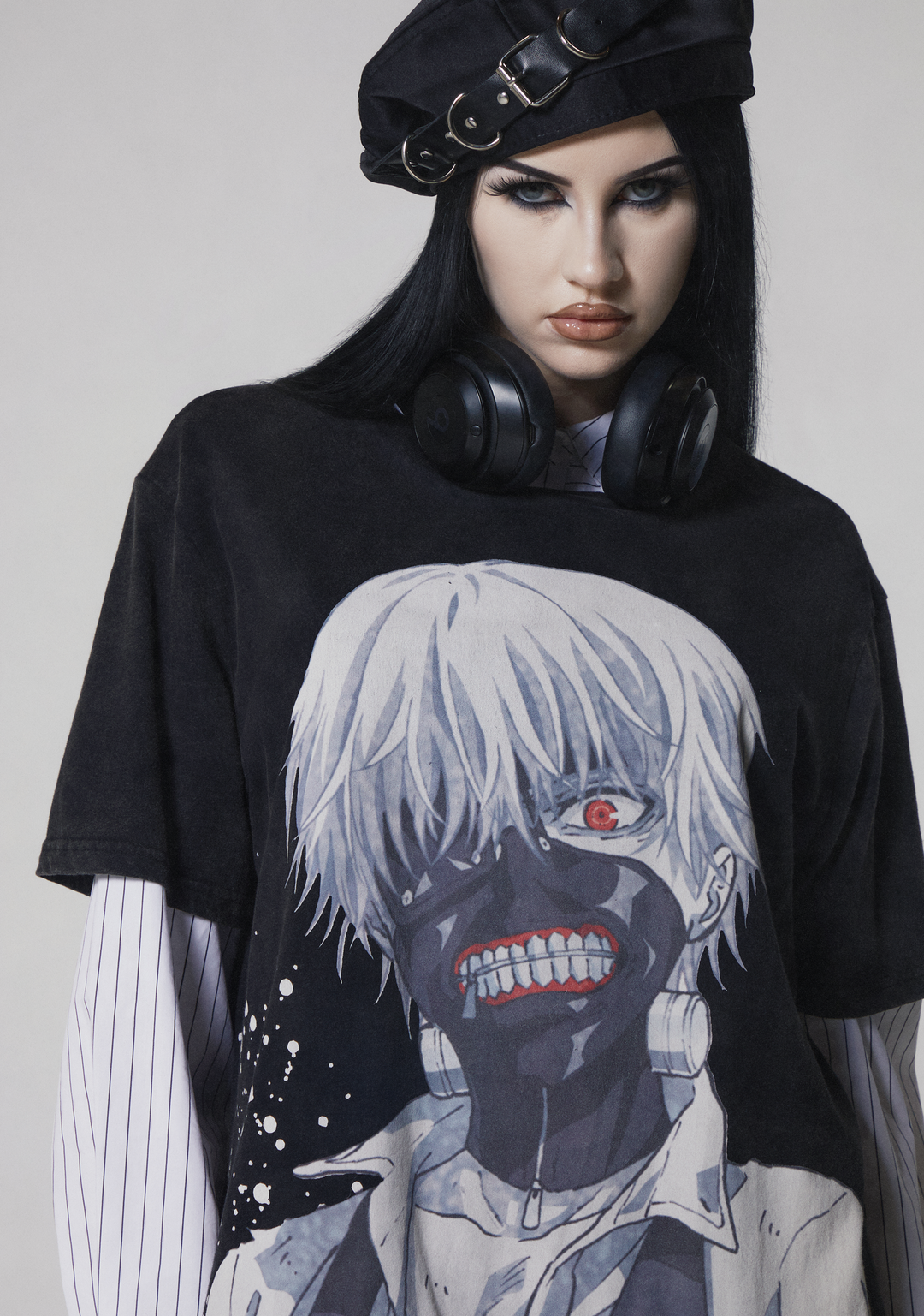 Dolls Kill x Tokyo Ghoul Ken Kaneki Oversized Graphic Tee - Black - Image 10