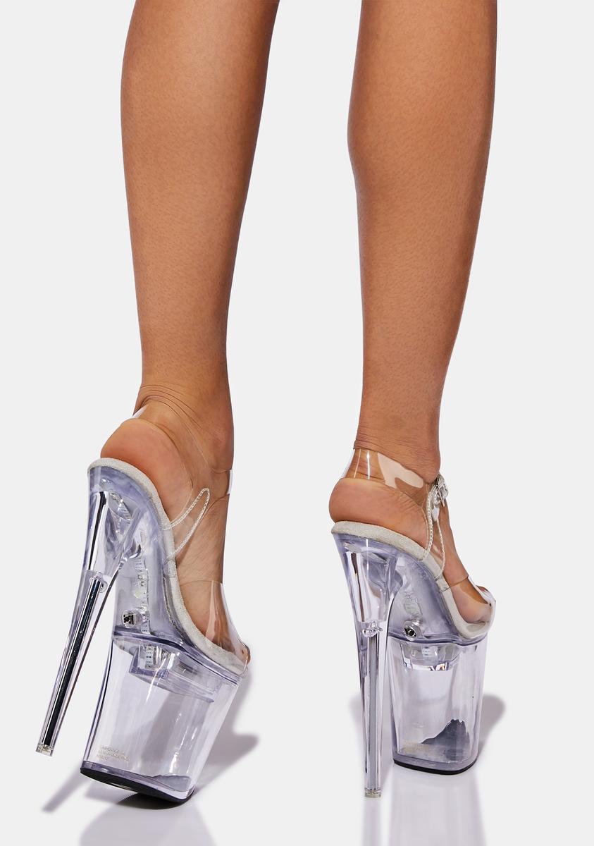 Pleaser Flashdance-808 Clear Stiletto Platform Heels - Image 4