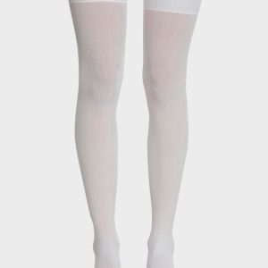 Sheer Thigh High Stockings - White