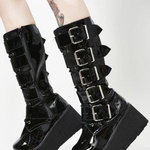 Trashville-518 Unisex Platform Knee High Boots
