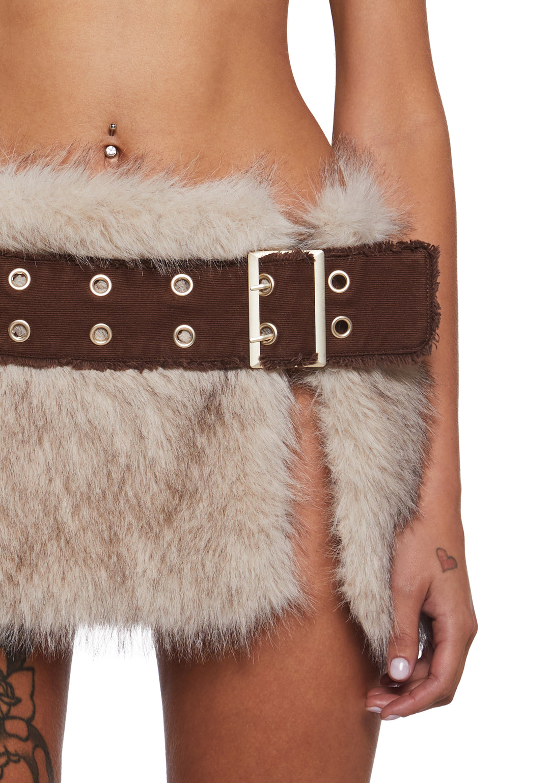 Womens Faux Fur Wrap Skirt Darker Wavs - Brown - Image 4