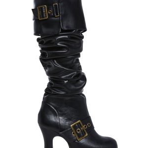 Womens Slouchy Pirate Ren Faire Boots Trickz N Treatz - Black