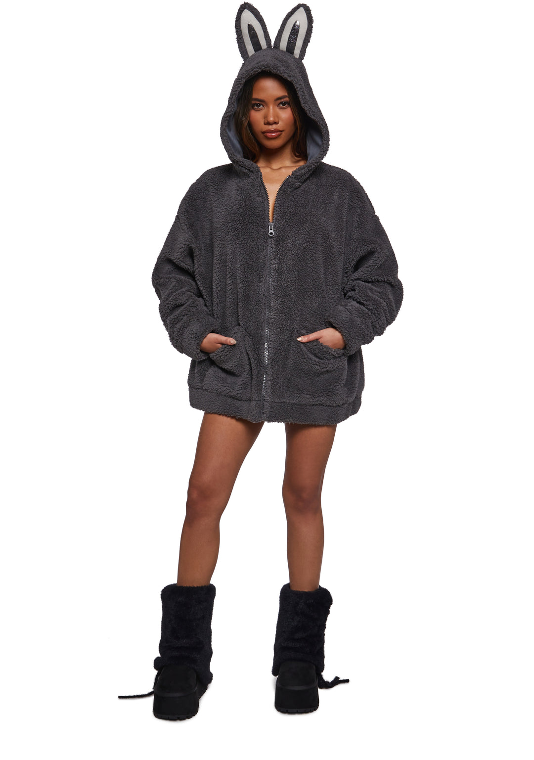 Labubu Sherpa Jacket Current Mood - Gray - Image 3