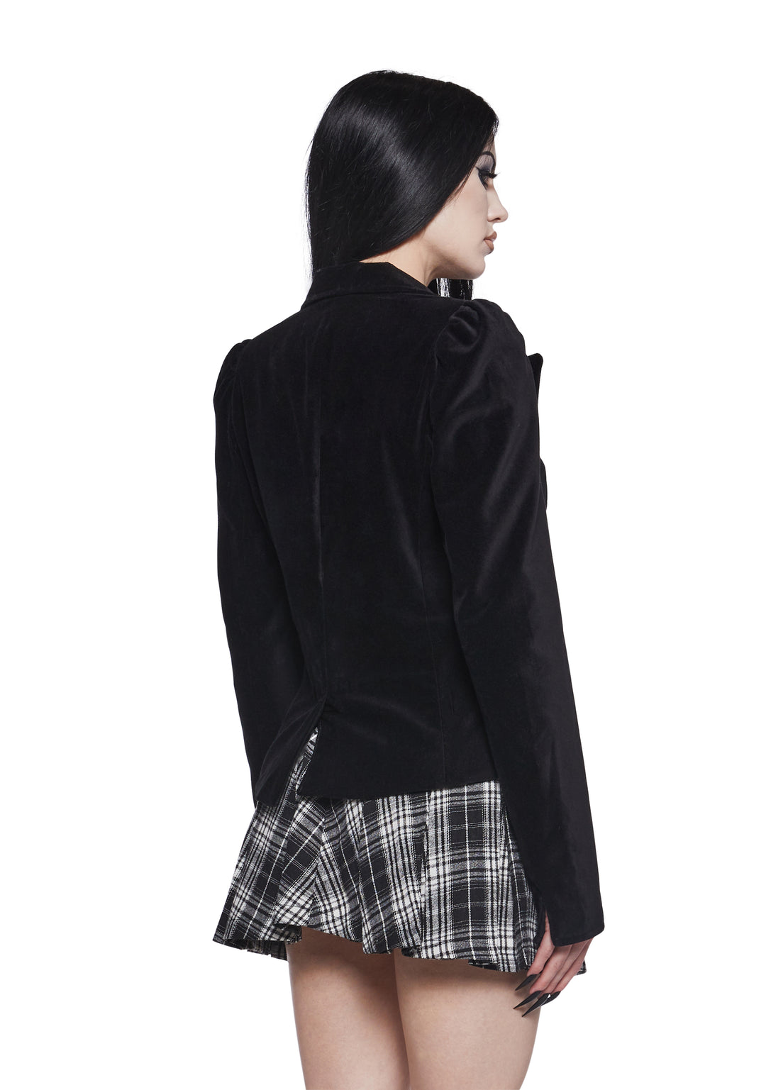 Widow Velvet Blazer With Printed Lining - Black - Image 4