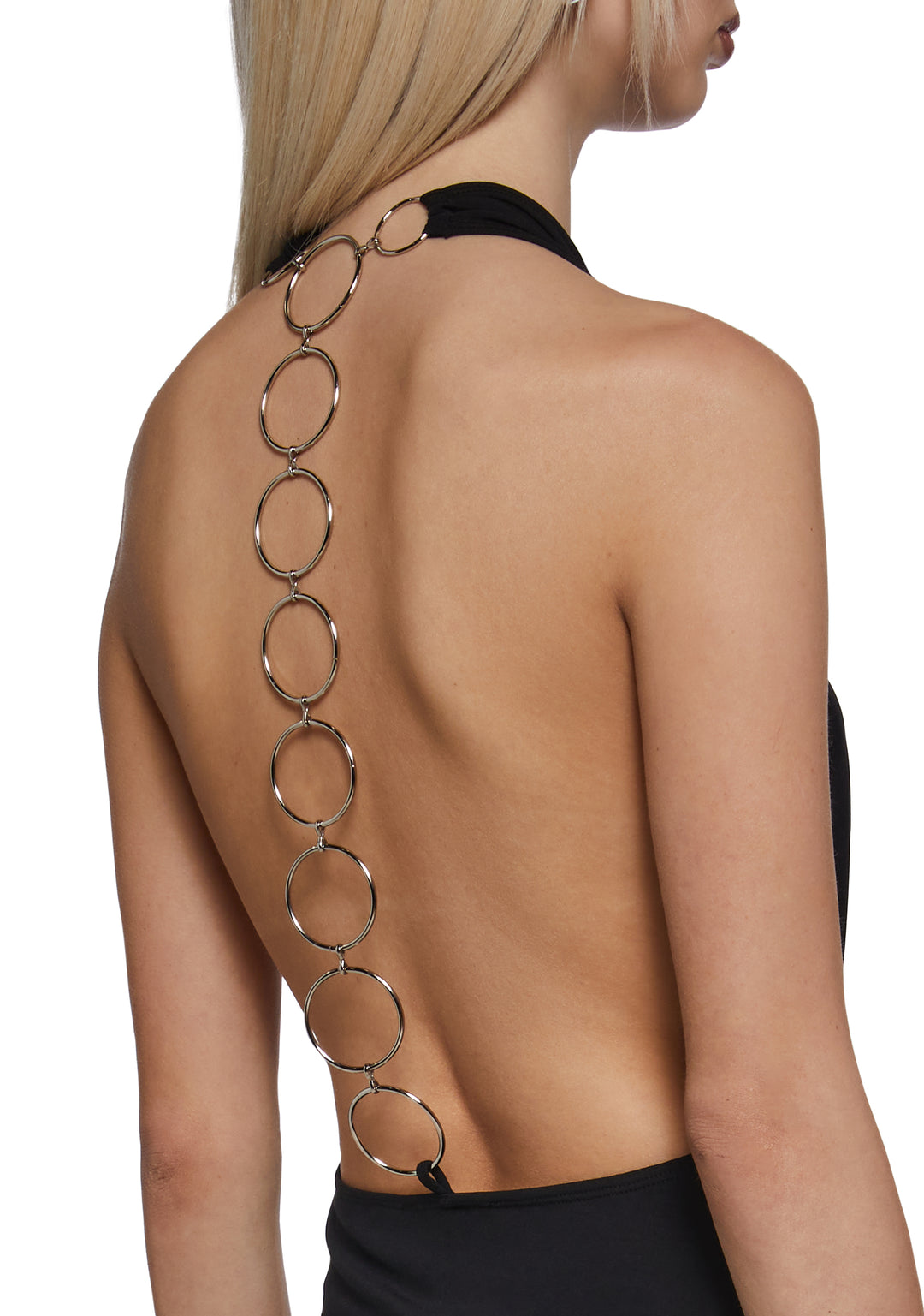 Womens Halter Top With O Ring Back - Black - Image 4