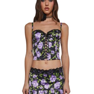 Betsey Johnson Floral Satin Bustier - Multi