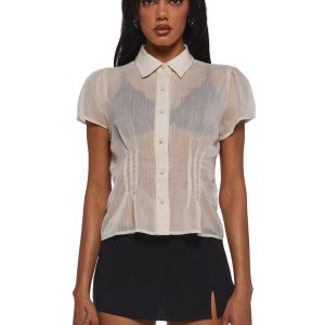 Womens Sheer Chiffon Blouse Current Mood - Off White
