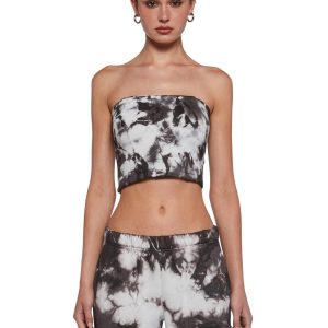 Tie Dye Pattern Tube Corset Top Current Mood - Gray