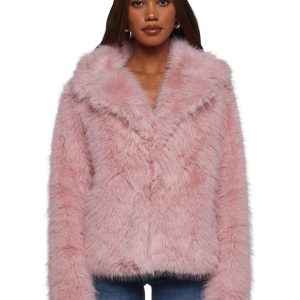 Womens Sexy Fox Faux Fur Coat Y2K Generation Kiss - Pink