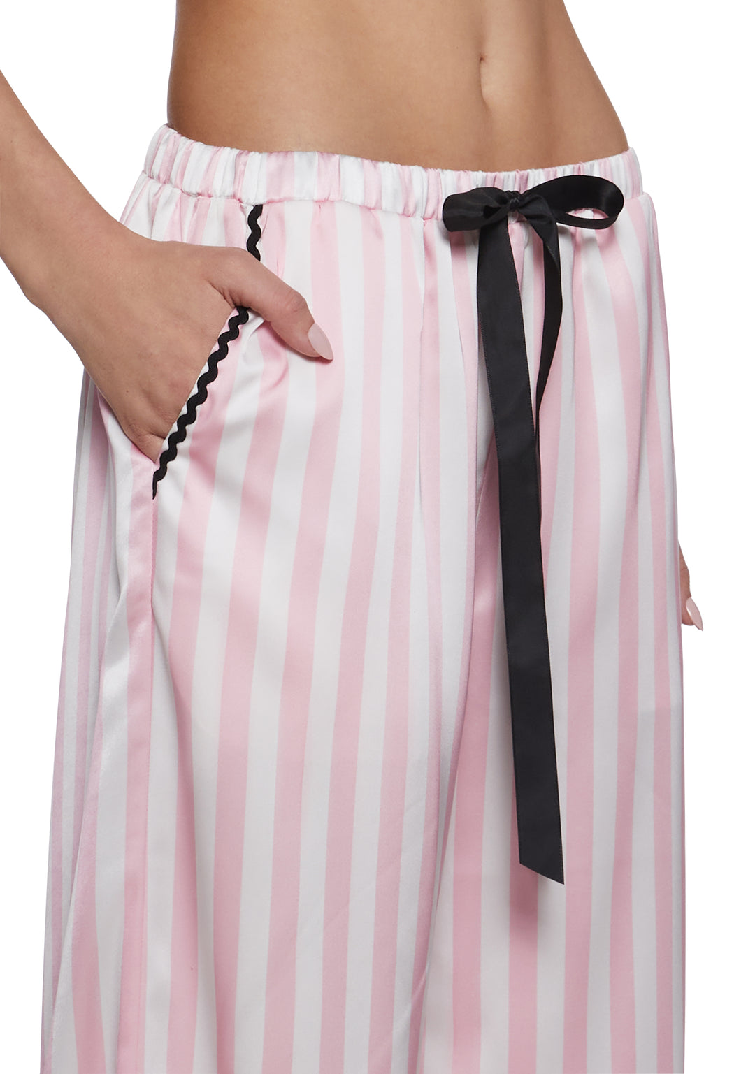 Womens Satin Sleep Pants - Pink - Image 5