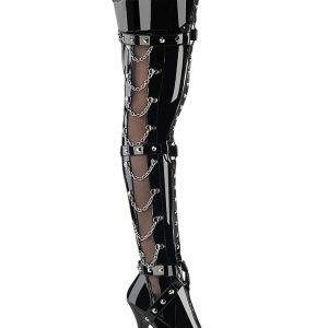 Indulge-3026 Platform Thigh High Boots-Black