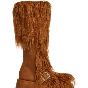 Womens Faux Fur Suede Platform Boots Current Mood - Brown