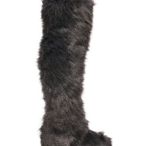 Club Exx Faux Fur Pull-On Thigh High Platform Boots - Gray