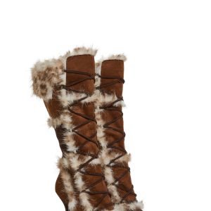 Faux Fur Patchwork Boots Current Mood - Brown