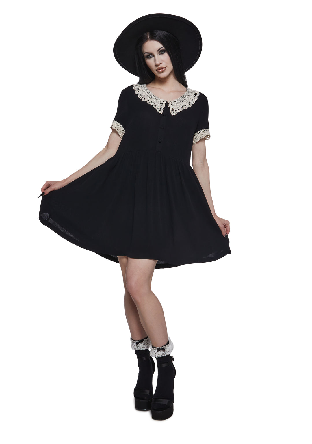 Womens Crepe Mini Dress Widow - Black - Image 2