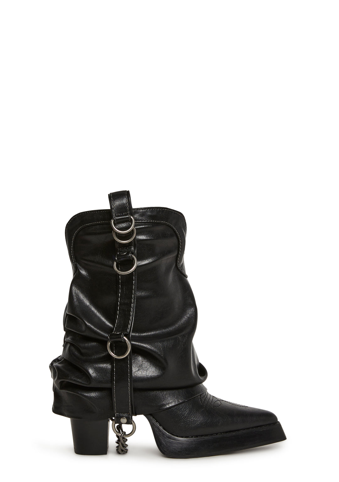 Vegan Leather Western Pull On Boots Current Mood - Black
