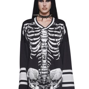 Sexy Womans Glow In The Dark Skeleton Print Jersey