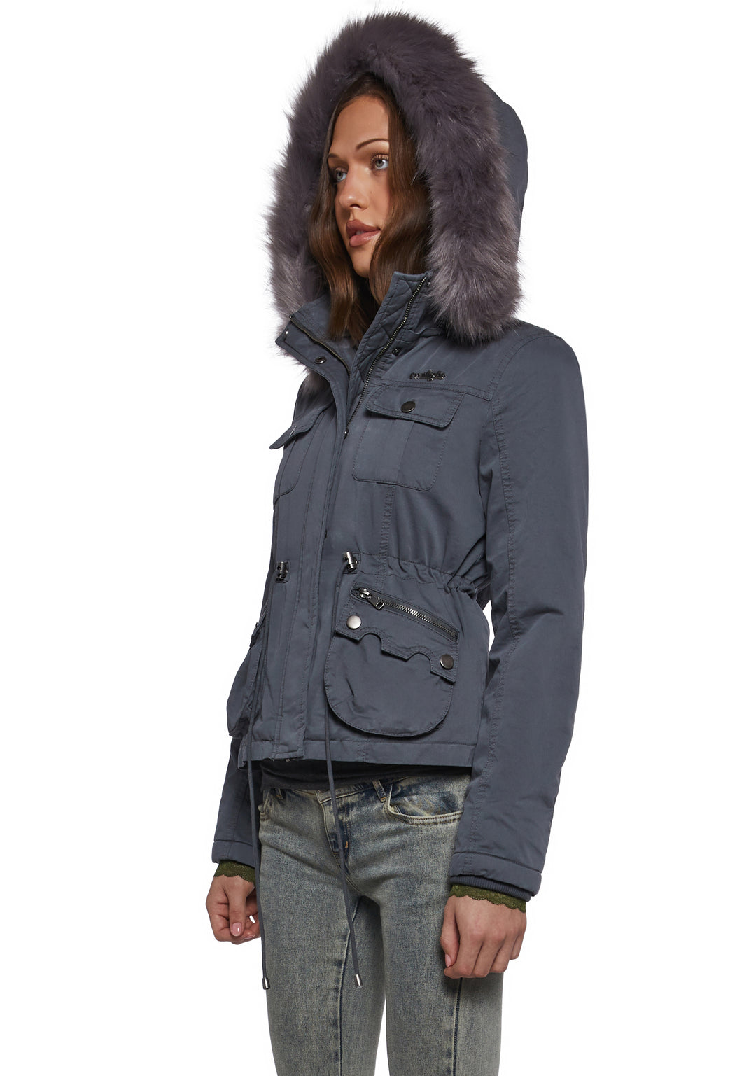 Dolls Kill x Twilight Bella Edward Washed Twill Parka With Removable Hood - Blue - Image 4