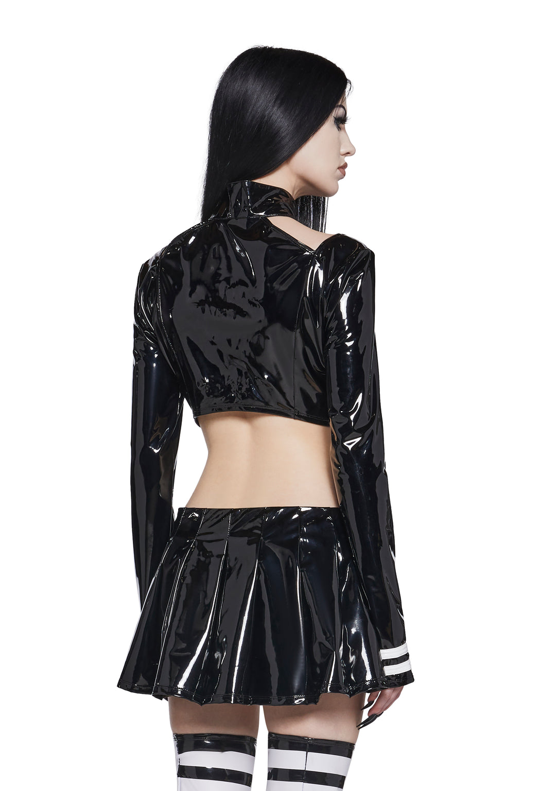 Dolls Kill x Tokyo Ghoul Kaneki Vinyl Cut Out Dress With Leg Warmers Set - Black - Image 4