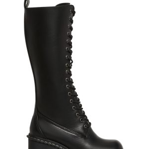 Lace Up Knee High Boots Current Mood - Black