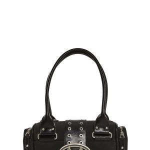 Nylon Shoulder Bag With Buckle And Zippers Current Mood - Black