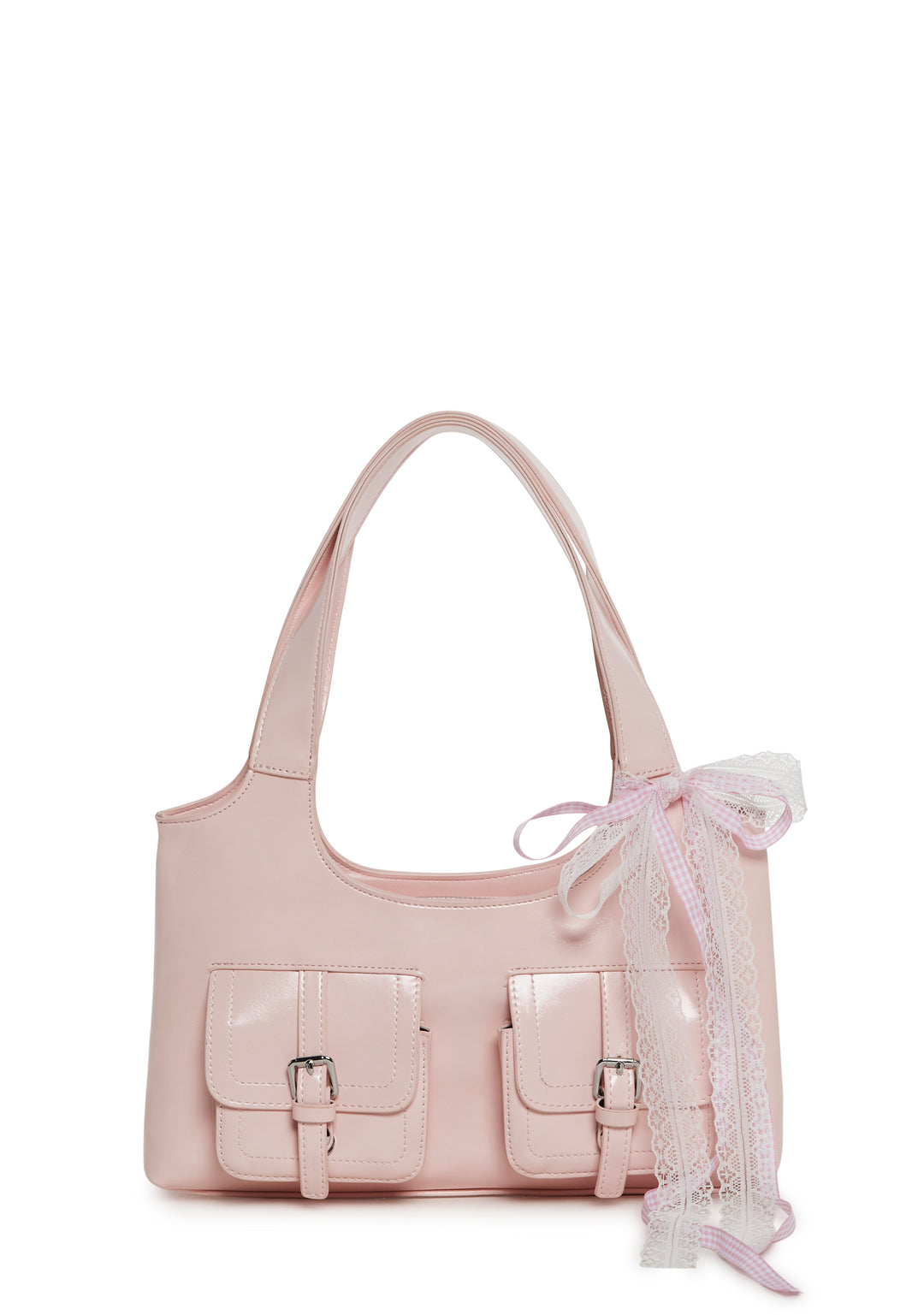 Vegan Leather Shoulder Bag With Bow Sugar Thrillz - Pink