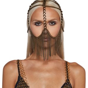 Womens Head Chainlink Fringe Jewelry Darker Wavs - Silver