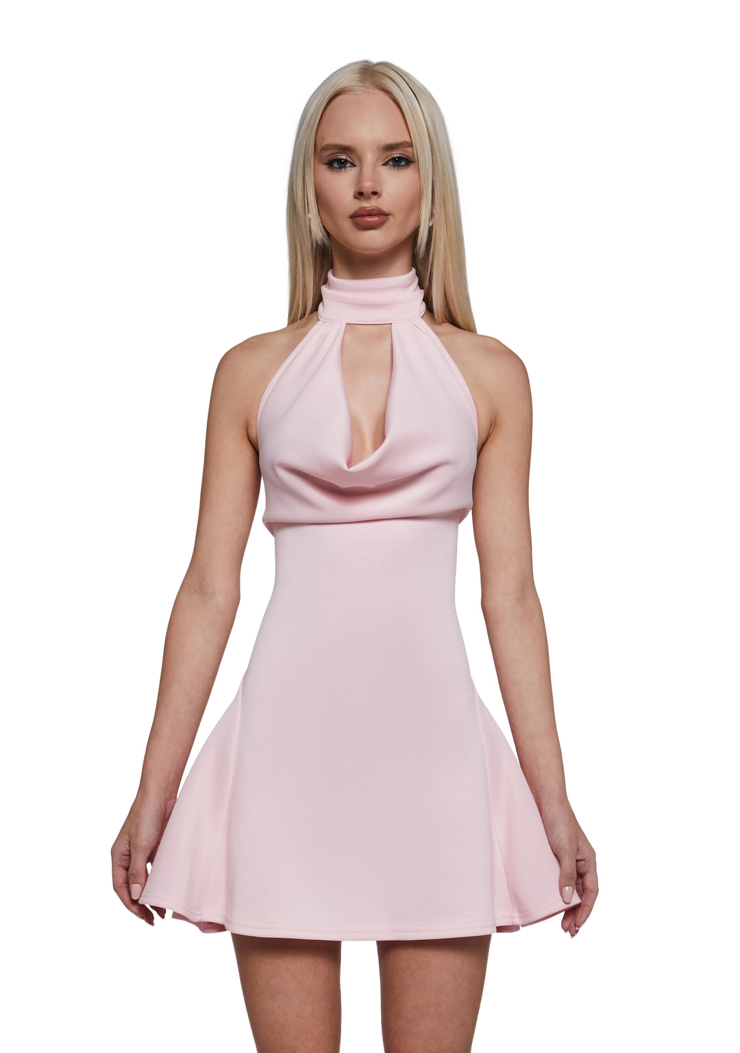 Womens Halter Cowl Neck Dress Sugar Thrillz - Pink