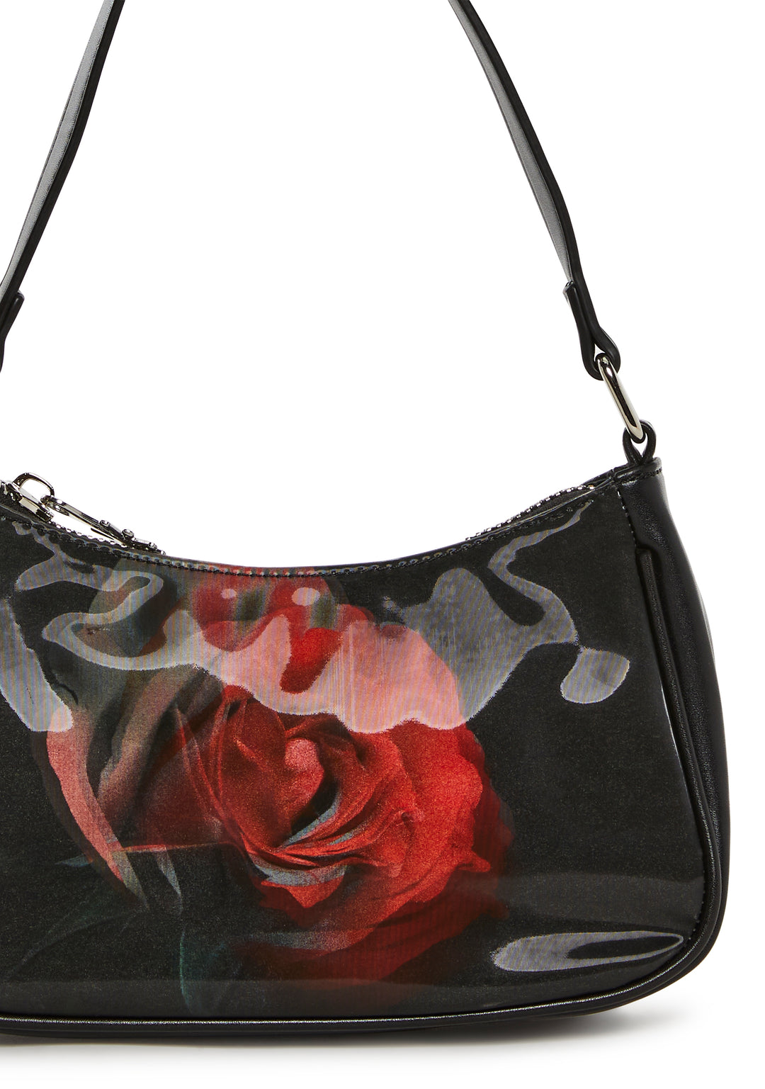 dELiA*s by Dolls KillLenticular Rose Baguette Shoulder Bag - Black/Red - Image 2