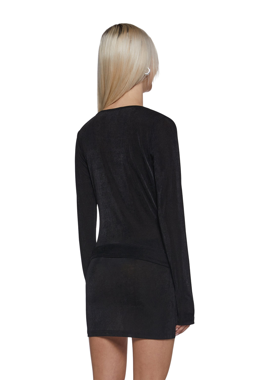 Womens Deep Cowl Neck Dress Current Mood - Black - Image 4