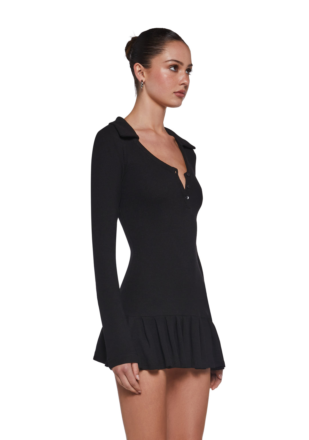 Womens Long Sleeve Mini Dress Current Mood - Black - Image 3