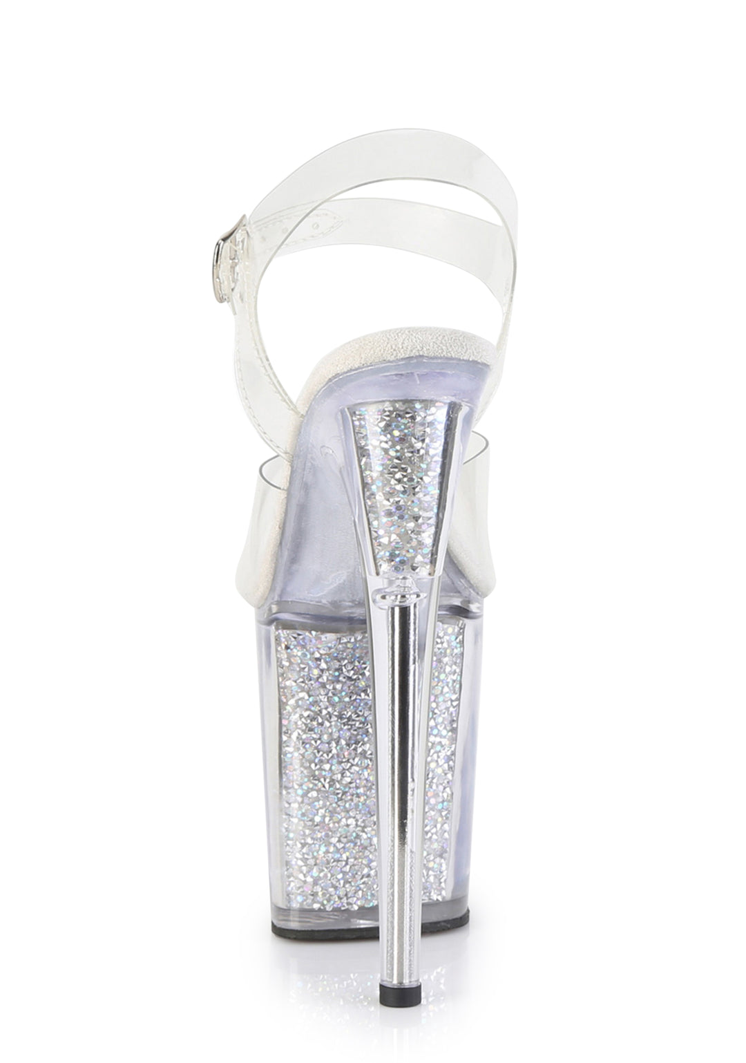 Flamingo-808RSI Platform Ankle Straps Sandals-Clear-Rhinestones - Image 4