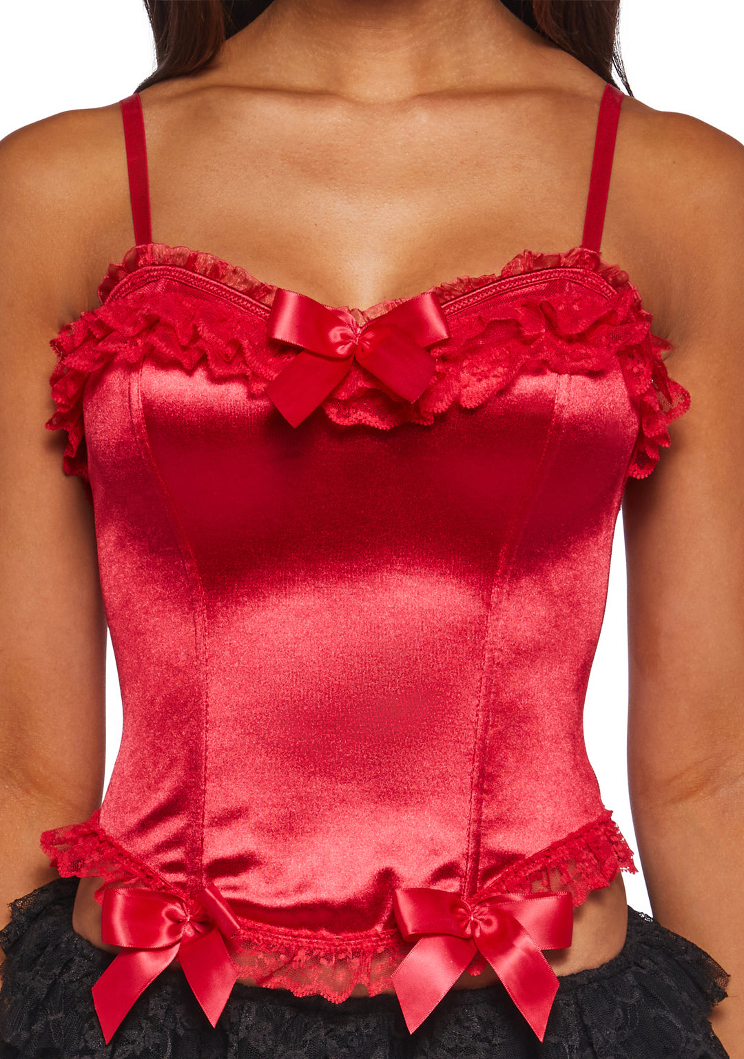 Womens Sexy Marie Antoinette Versailles Satin Corset Top Trickz N Treatz - Red - Image 5