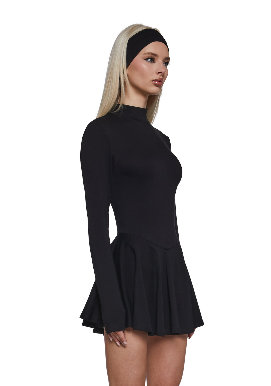 Womens Skater Mini Dress - Black - Image 3