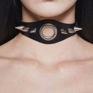 Heartless Leather Spiked Choker