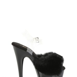 Adore-708FUR Platform Ankle Strap Sandals-Black