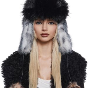 Faux Fur Leopard Flap Hat With Pom Poms Generation Kiss - Multi