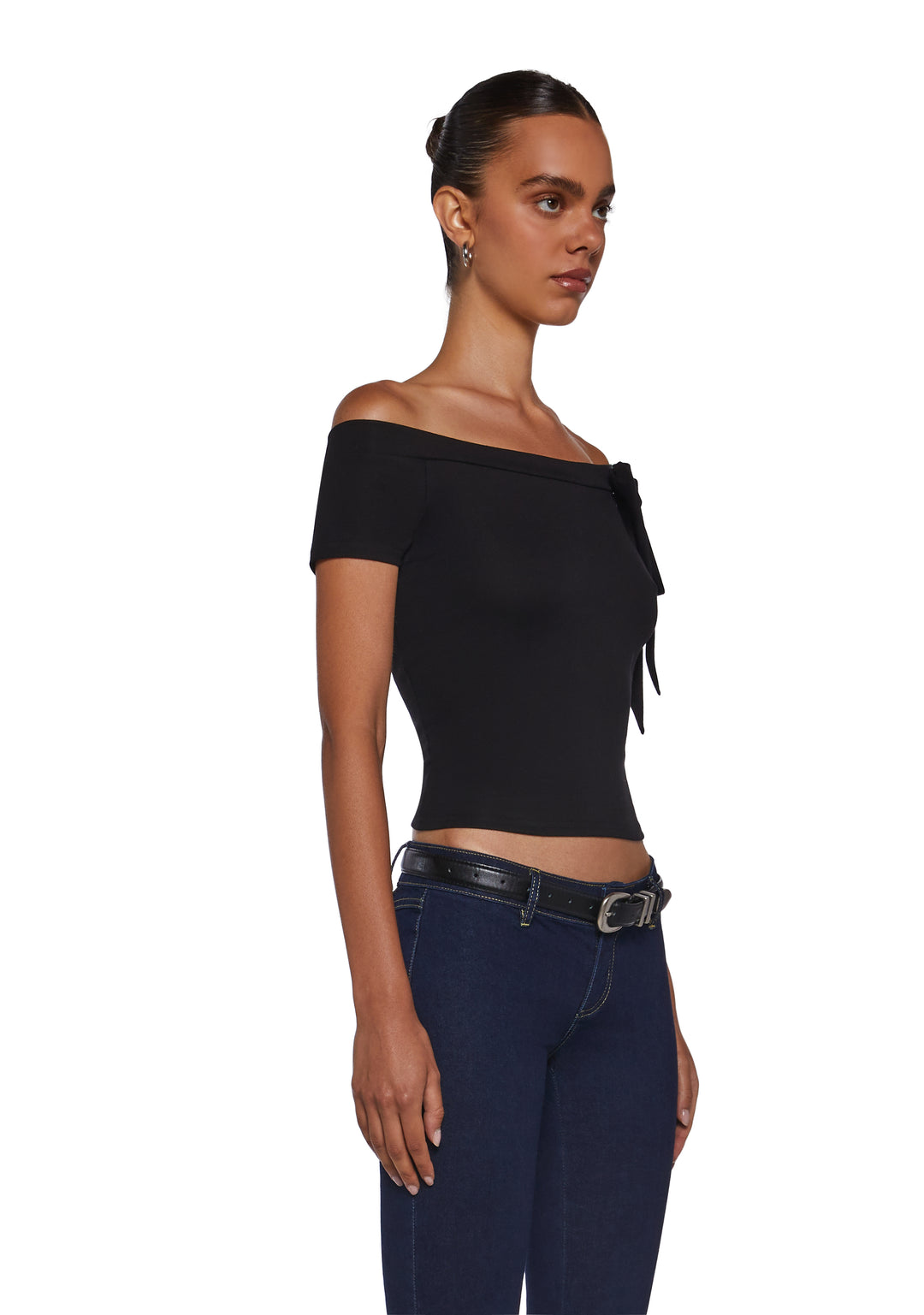 Womens Bow Crop Top Delias - Black - Image 3