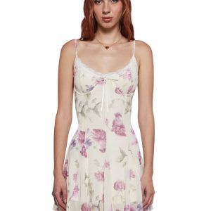 Womens Sexy Floral Mini Dress - Multi
