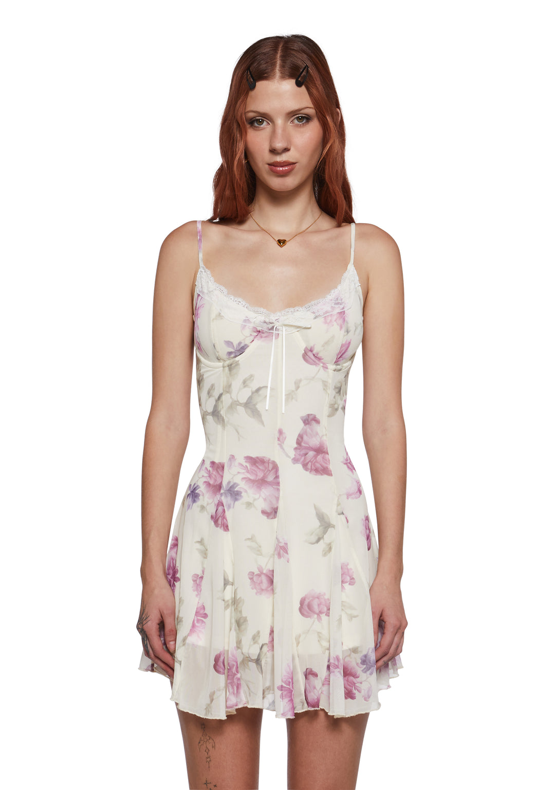 Womens Sexy Floral Mini Dress - Multi