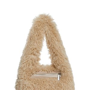 Womens Faux Fur Shoulder Bag Current Mood - Beige