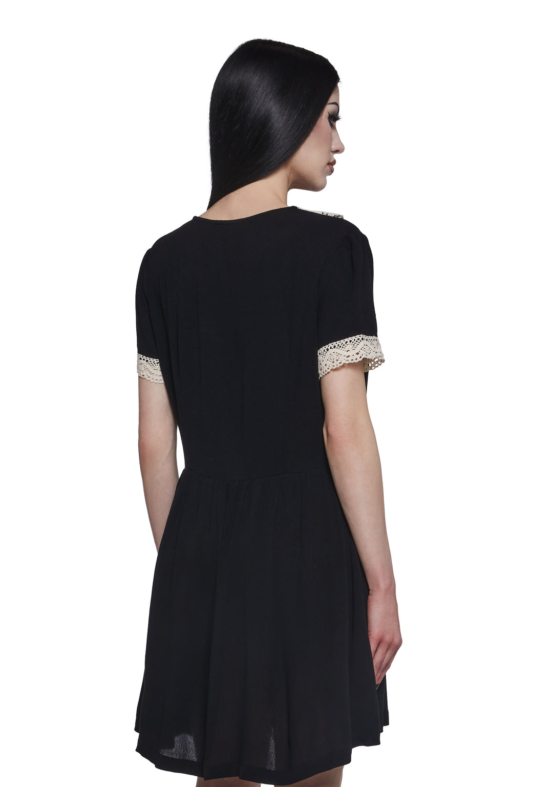 Womens Crepe Mini Dress Widow - Black - Image 4