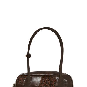 Vegan Leather Patchwork Bag Current Mood - Brown
