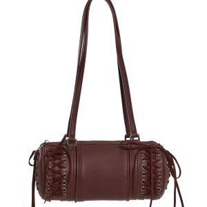 Lace Up Vegan Leather Barrel Bag Sugar Thrillz - Purple