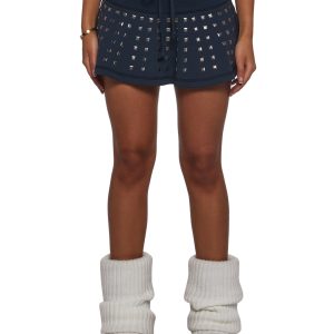 Womens Metal Studded French Terry Skirt Generation Kiss - Blue