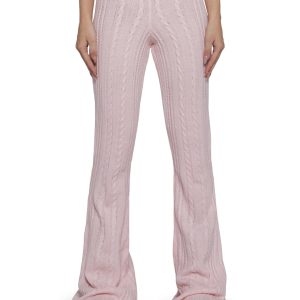 Playboy by Dolls Kill Cable Knit Flared Yoga Pants - Pink