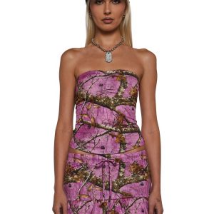 Dolls Kill x RealTree Strapless Camo Top - Pink
