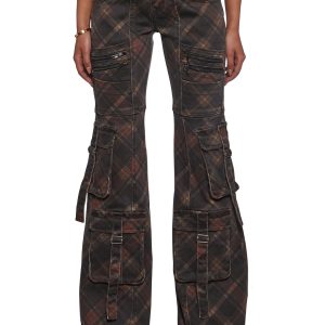 Womens Plaid Print Aurora Jean Pants Current Mood - Multi