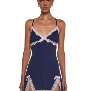 Womens Lace Slip Dress Sugar Thrillz - Blue