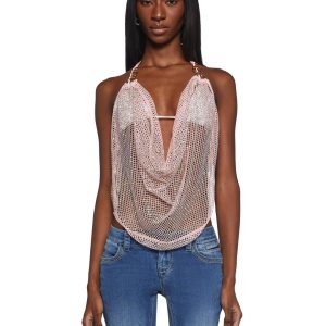 Womens Burning Man Shimmer Cowl Top - Pink